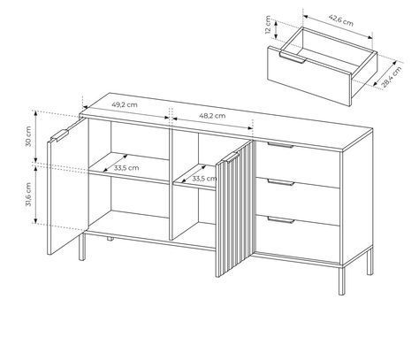 Комод Perfect Home Рейв/Rave 2-дверный с 3 ящиками 2D3S/153 Черный/дуб артизан реальная фотография