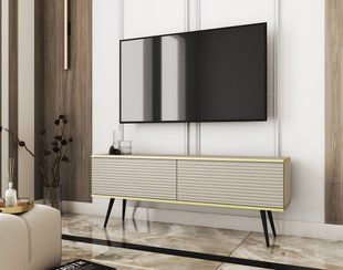 Тумба под ТВ Perfect Home Оро / Oro RTV135 MDF черный Бежевый реальная фотография