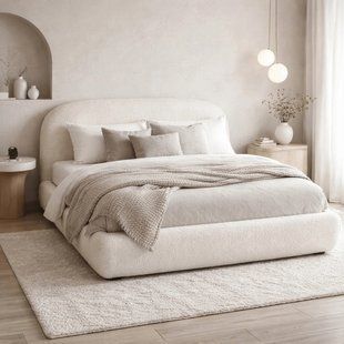 Кровать двуспальная MEBEL ELITE ROSSO 160x200 см Кремовый реальная фотография