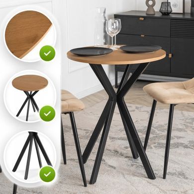 Стол MEBEL ELITE LAUREN 60X60 Дуб золотой/Черный реальная фотография