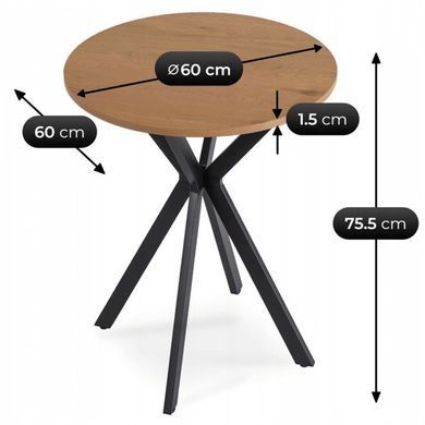 Стол MEBEL ELITE LAUREN 60X60 Дуб золотой/Черный реальная фотография