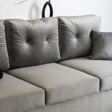 Диван 3-х місний оксамитовий MEBEL ELITE EMIL Velvet 230 см Сірий жива фотографія