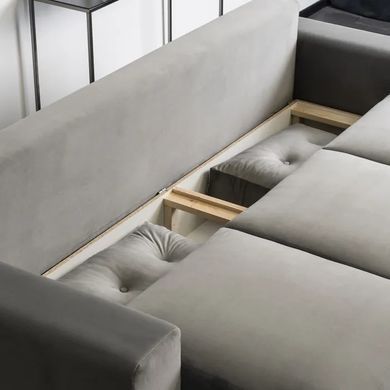 Диван 3-х місний оксамитовий MEBEL ELITE EMIL Velvet 230 см Сірий жива фотографія