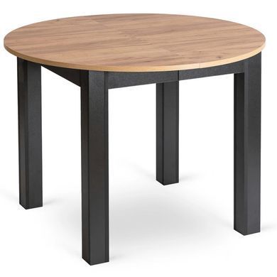 Комплект стол MEBEL ELITE HARRY 102(142)х102 см, дубовый/черный, и 6 стульев CHRIS серого цвета реальная фотография