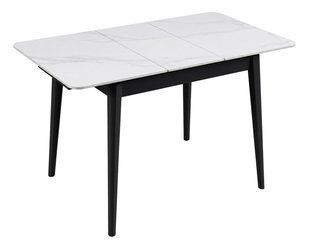 Стіл TALLINN CERAMIC Intarsio 90(120)*70 білий/чорний каркас жива фотографія