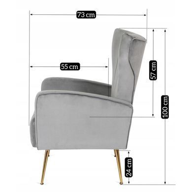Кресло мягкое DIANA Velvet MEBEL ELITE Серый