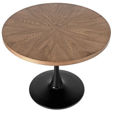 Комплект стол MEBEL ELITE LINO 100х100 см Орех/Черный +4 стулья GARY 2 Зеленый/орех реальная фотография