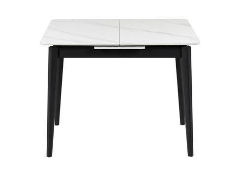 Стіл TALLINN CERAMIC Intarsio 90(120)*70 білий/чорний каркас жива фотографія