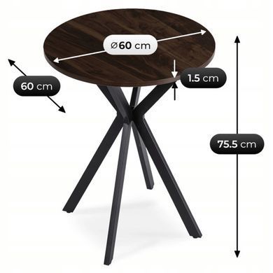 Стол MEBEL ELITE LAUREN 60X60 Орех/черный реальная фотография