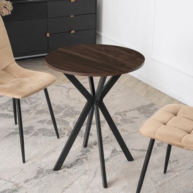 Стол MEBEL ELITE LAUREN 60X60 Орех/черный реальная фотография