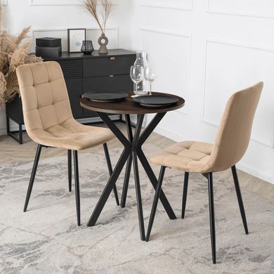 Стол MEBEL ELITE LAUREN 60X60 Орех/черный реальная фотография