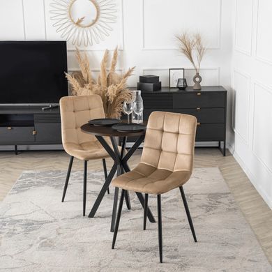 Стол MEBEL ELITE LAUREN 60X60 Орех/черный реальная фотография