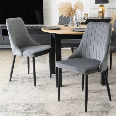 Стілець оксамитовий MEBEL ELITE BARI Velvet Сірий жива фотографія