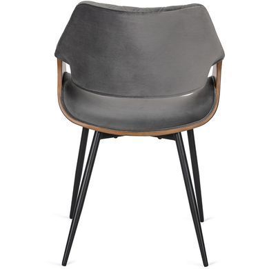 Комплект стол MEBEL ELITE LINO 100х100 см Орех/Черный +4 стула DAKOTA серый/ореховый реальная фотография