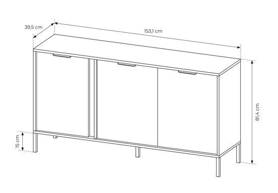 Комод Perfect Home Ларс/Lars 3-дверный 3D/153 Антрацит реальная фотография