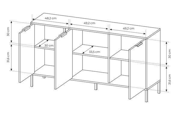 Комод Perfect Home Ларс/Lars 3-дверный 3D/153 Антрацит реальная фотография
