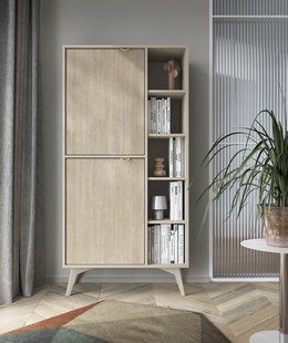 Стелаж Perfect Home Форест / Forest RG80 2-дверний Беж пісочний/ялиця сканді жива фотографія