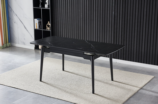 Стол раскладной BONN CERAMIC Intarsio 130(180)x80 Черный Мат Керамика Черный реальная фотография