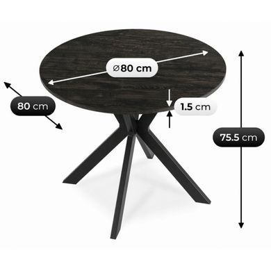 Стол MEBEL ELITE LAUREN 80X80 Черный реальная фотография