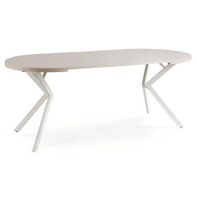 Стол раскладной круглый MEBEL ELITE LUGO 90(190)х90 см Кашемир/белый реальная фотография