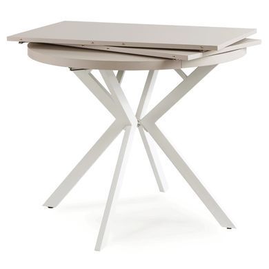 Стол раскладной круглый MEBEL ELITE LUGO 90(190)х90 см Кашемир/белый реальная фотография