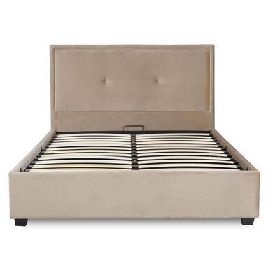 Кровать двуспальная бархатная MEBEL ELITE ANDRE Velvet 140x200 см Беж реальная фотография