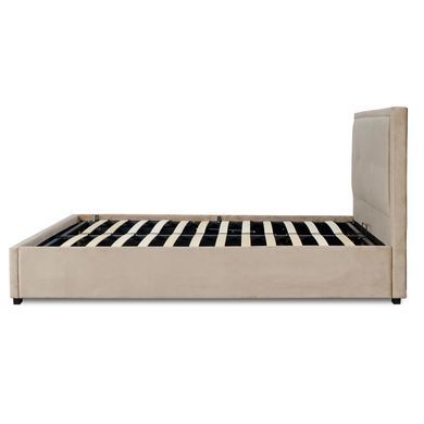Кровать двуспальная бархатная MEBEL ELITE ANDRE Velvet 140x200 см Беж реальная фотография
