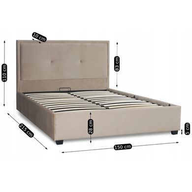 Кровать двуспальная бархатная MEBEL ELITE ANDRE Velvet 140x200 см Беж реальная фотография