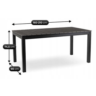 Стіл Розкладний обідній ARGOS MEBEL ELITE 160(210)х90 Темний дуб /чорний жива фотографія