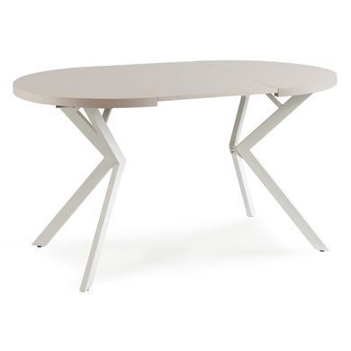 Стол раскладной круглый MEBEL ELITE LUGO 90(190)х90 см Кашемир/белый реальная фотография