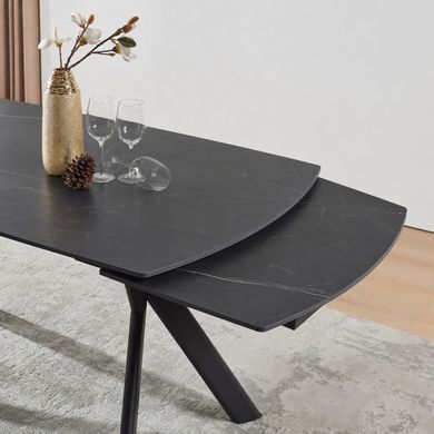 Стол NOREEN CERAMIC Intarsio 140(200)*80 черный/черный реальная фотография