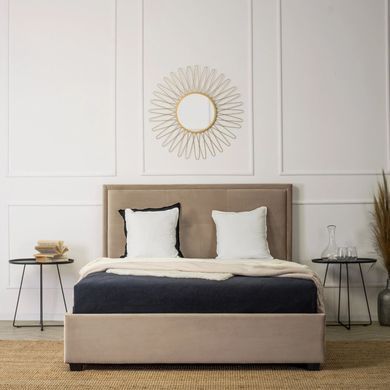 Кровать двуспальная бархатная MEBEL ELITE ANDRE Velvet 140x200 см Беж реальная фотография