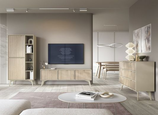Стелаж Perfect Home Форест / Forest RG80 2-дверний Беж пісочний/ялиця сканді жива фотографія