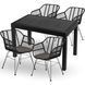 Комплект садових меблів MEBEL ELITE стіл FARGO + 4 стільці MUSA Чорний