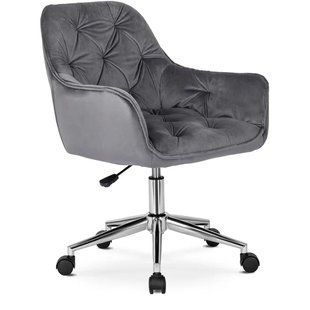 Стілець офісний поворотний оксамитовий MEBEL ELITE MONA Velvet Сірий жива фотографія