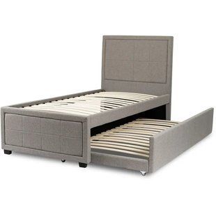 Ліжко односпальне оксамитове MEBEL ELITE ELIF Velvet 90x200 см з додатковим спальним місцем Сірий жива фотографія