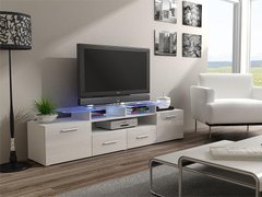 ТВ Тумба EVORA WHITE RTV Cama 194 Білий Мат / Білий Глянець жива фотографія