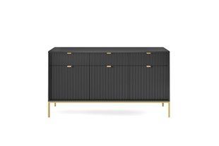 Комод Perfect Home Новая/Nova 3-дверный с 3 ящиками и золотыми ножками KSZ154 Черный реальная фотография