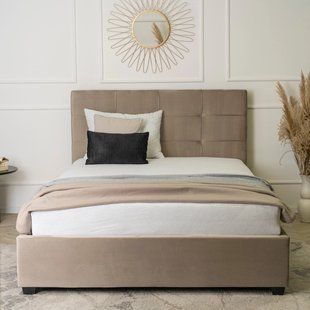 Ліжко двоспальне оксамитове 160x200 MEBEL ELITE TINGA Velvet Беж жива фотографія