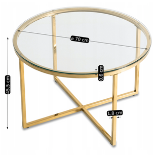 Журнальний столик FLIP MEBEL ELITE 70x70 Прозорий/золото жива фотографія
