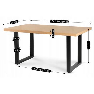 Комплект стіл MEBEL ELITE EDWIN 160(260)х90 см Дуб Золотий / Чорний +6 стільці IRYS Чорний реальная фотография