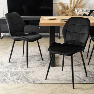 Комплект стіл MEBEL ELITE EDWIN 160(260)х90 см Дуб Золотий / Чорний +6 стільці IRYS Чорний реальная фотография