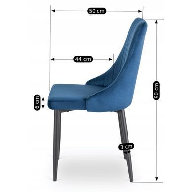 Стілець оксамитовий MEBEL ELITE BARI Velvet Синій жива фотографія