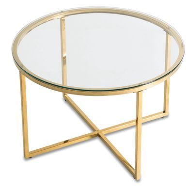 Журнальный столик FLIP MEBEL ELITE 70x70 Прозрачный/золото реальная фотография