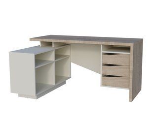 Стіл письмовий CONNECT 3 L SK Intarsio 1575*786 дуб кремона котта/стоун бейж жива фотографія