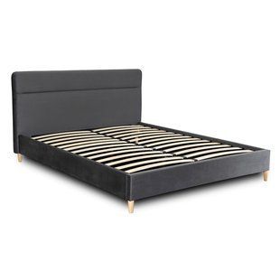 Кровать двуспальная бархатная MEBEL ELITE NICEA Velvet 160x200 см Серый реальная фотография