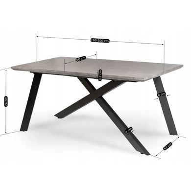 Стол раскладной MEBEL ELITE HAMILTON 160(200)х90 Серый бетон реальная фотография
