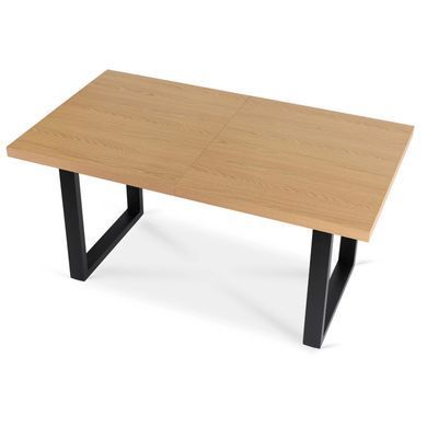 Комплект стіл MEBEL ELITE EDWIN 160(260)х90 см Дуб Золотий / Чорний +8 стільці IRYS Чорний реальная фотография