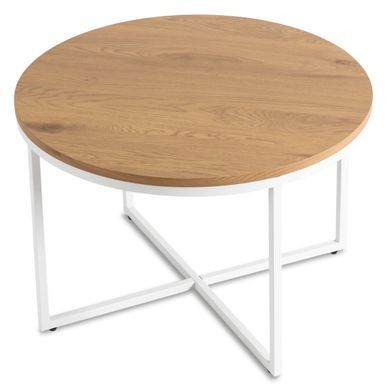 Журнальний столик HANTEL MEBEL ELITE 70x70 Дуб золотий/ Білий жива фотографія