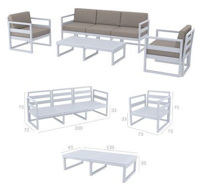 Комплект меблів для тераси Siesta Onto Mykonos Lounge Set XL Taupe Бежевий жива фотографія